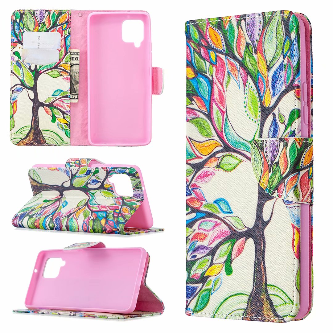 Samsung Galaxy A42 5G Case, Colorful Flip PU Leather Wallet Phone Bag Cover - Painting tree
