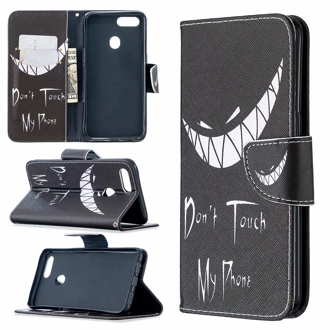 Oppo A3s Case, Oppo A5 (AX5) (6.2inch) 2018 Case, Flip Wallet Phone Cover - Don't touch my phone