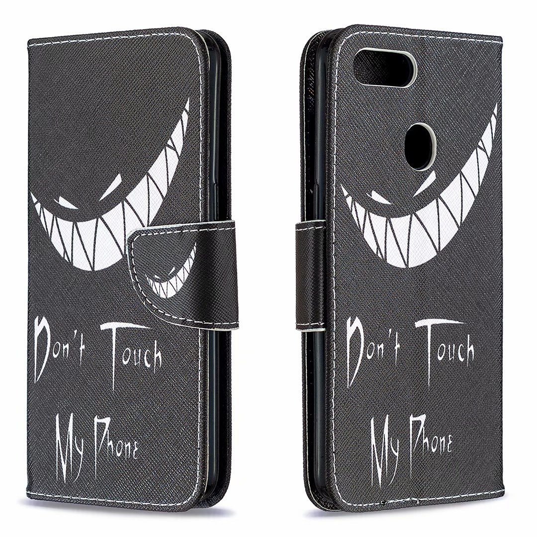 Oppo A3s Case, Oppo A5 (AX5) (6.2inch) 2018 Case, Flip Wallet Phone Cover - Don't touch my phone