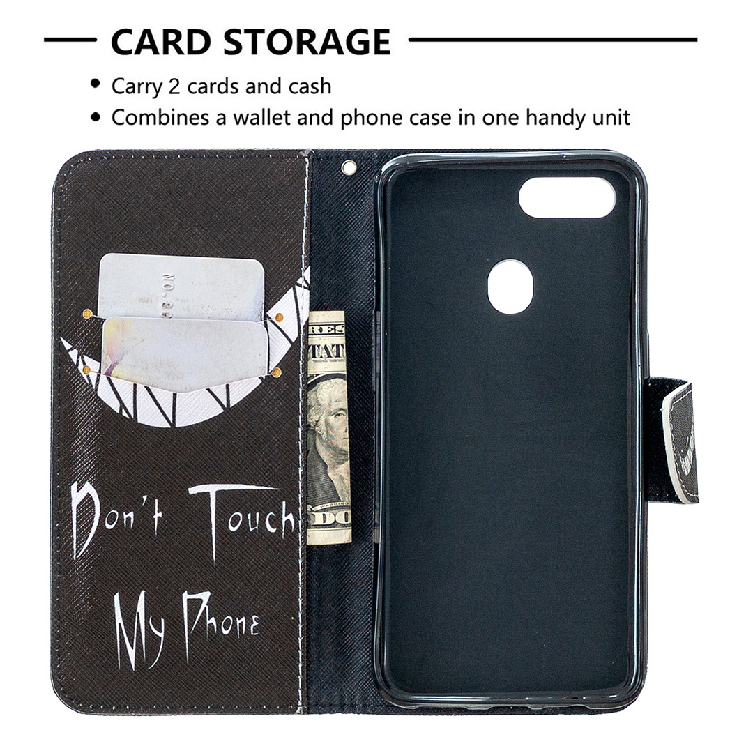 Oppo A3s Case, Oppo A5 (AX5) (6.2inch) 2018 Case, Flip Wallet Phone Cover - Don't touch my phone