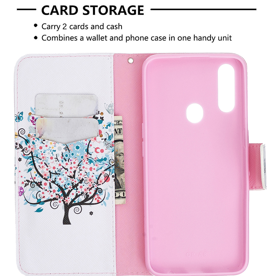 Oppo A31 2020 Case, Oppo A8 2020 Case, Flip PU Leather Wallet Magnetic Phone Bag Cover - Color tree