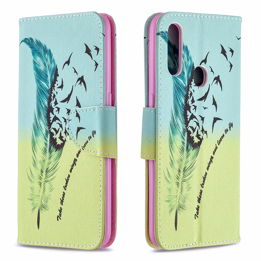 Oppo A31 2020 Case, Oppo A8 2020 Case, PU Leather Wallet Magnetic Phone Bag Cover - Free feather