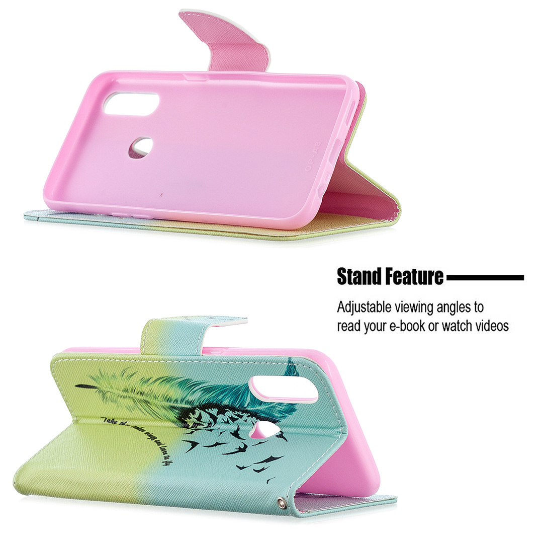 Oppo A31 2020 Case, Oppo A8 2020 Case, PU Leather Wallet Magnetic Phone Bag Cover - Free feather