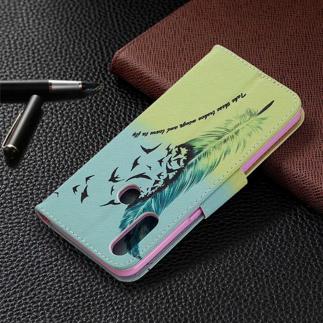 Oppo A31 2020 Case, Oppo A8 2020 Case, PU Leather Wallet Magnetic Phone Bag Cover - Free feather