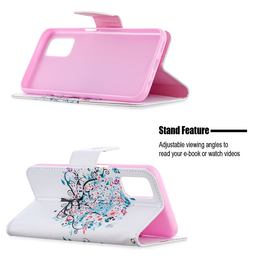 OPPO A72 Case, Oppo A52 Case, Oppo A92 Case, Flip Wallet Magnetic Phone Bag Cover - Color tree