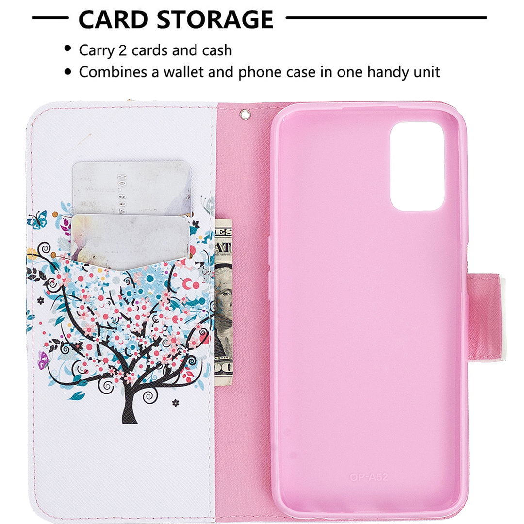 OPPO A72 Case, Oppo A52 Case, Oppo A92 Case, Flip Wallet Magnetic Phone Bag Cover - Color tree