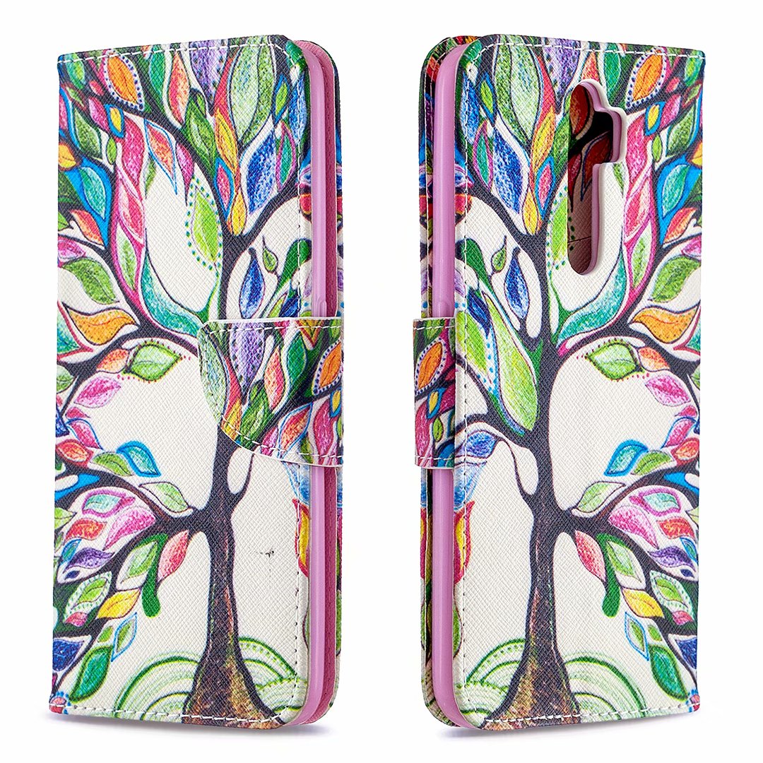 Oppo A9 2020 Case, Oppo A5 2020 Case, Flip PU Leather Wallet Phone Bag Cover - Painting tree