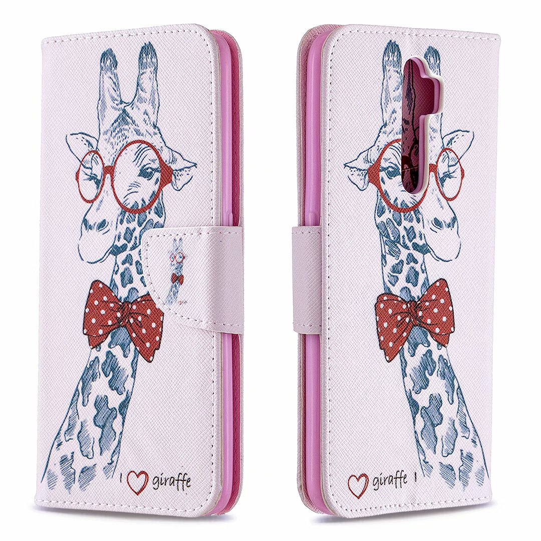 Oppo A9 2020 Case, Oppo A5 2020 Case, Flip PU Leather Wallet Phone Bag Cover - Giraffe