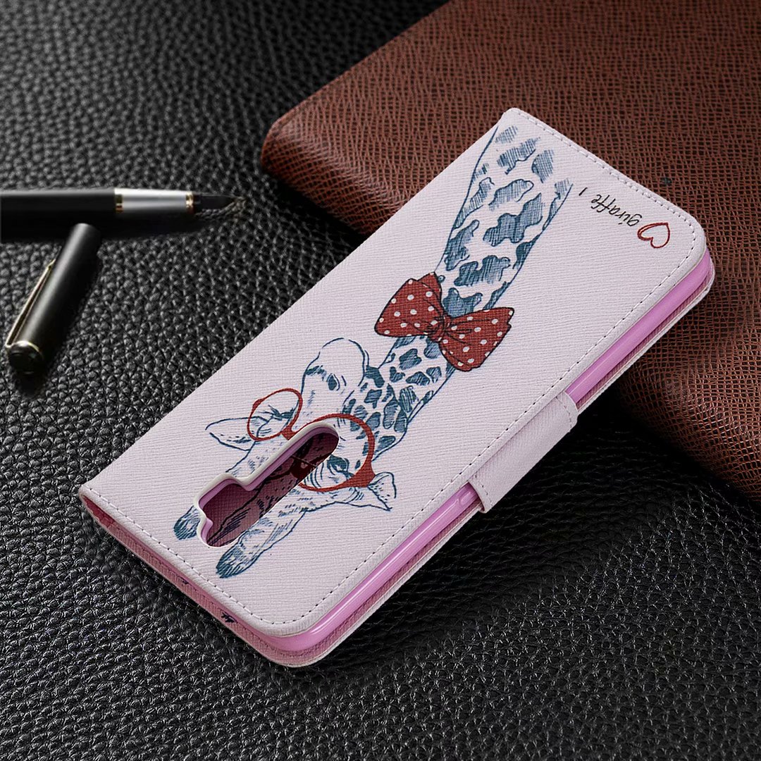 Oppo A9 2020 Case, Oppo A5 2020 Case, Flip PU Leather Wallet Phone Bag Cover - Giraffe
