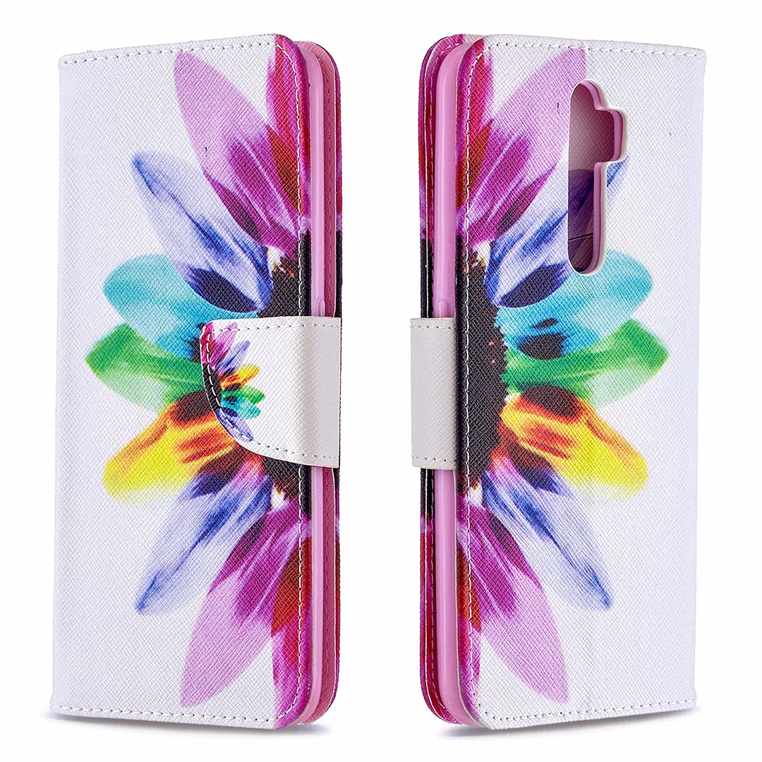Oppo A9 2020 Case, Oppo A5 2020 Case, Flip PU Leather Wallet Phone Bag Cover - Sun Flower