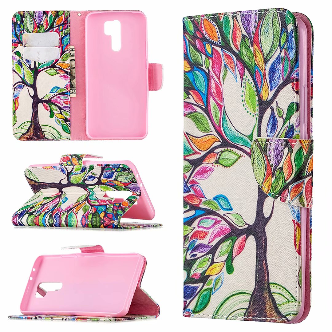 Xiaomi Redmi 9 Case, Flip PU Leather Wallet Phone Bag Cover for Redmi 9 - Painting tree