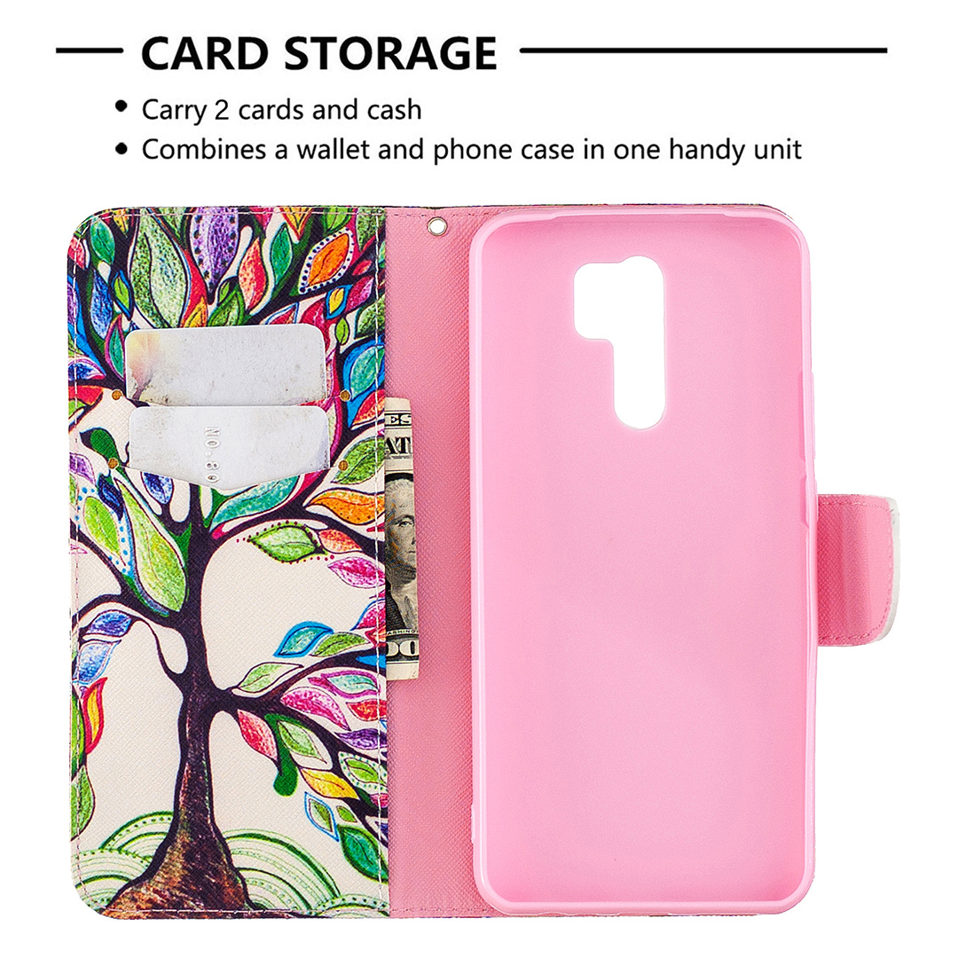 Xiaomi Redmi 9 Case, Flip PU Leather Wallet Phone Bag Cover for Redmi 9 - Painting tree