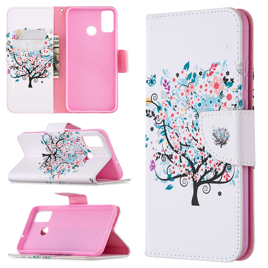 Huawei Honor 9X Lite Case, Flip PU Leather Wallet Phone Bag Cover for Honor 9X Lite - Color tree