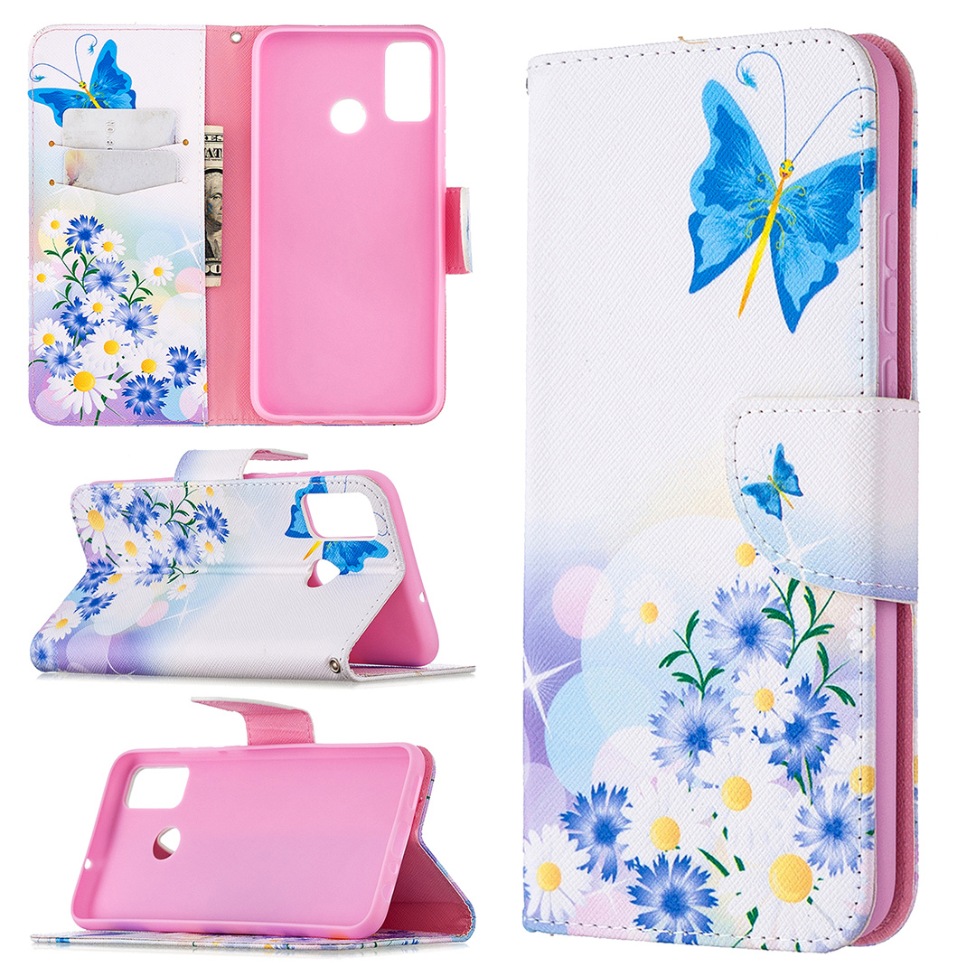 Huawei Honor 9X Lite Case, Flip Wallet Phone Bag Cover for Honor 9X Lite - Flower Butterfly