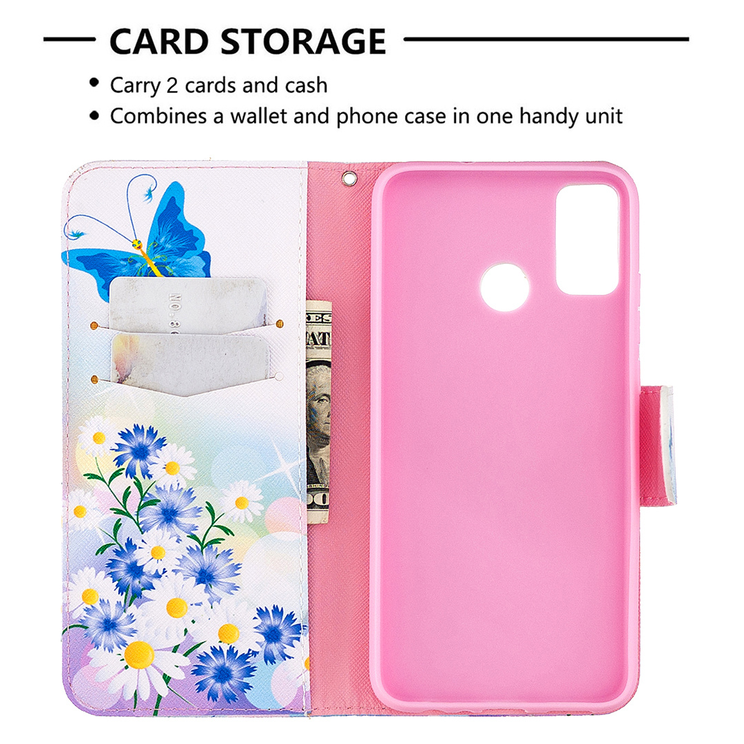 Huawei Honor 9X Lite Case, Flip Wallet Phone Bag Cover for Honor 9X Lite - Flower Butterfly
