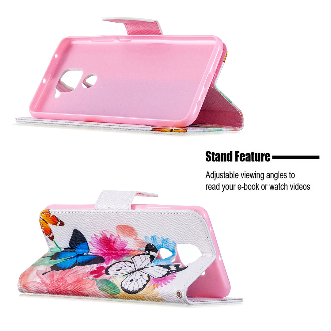 Xiaomi Redmi Note 9 Case, Flip PU Leather Wallet Phone Bag Cover for Redmi Note 9 - Flower Butterfly