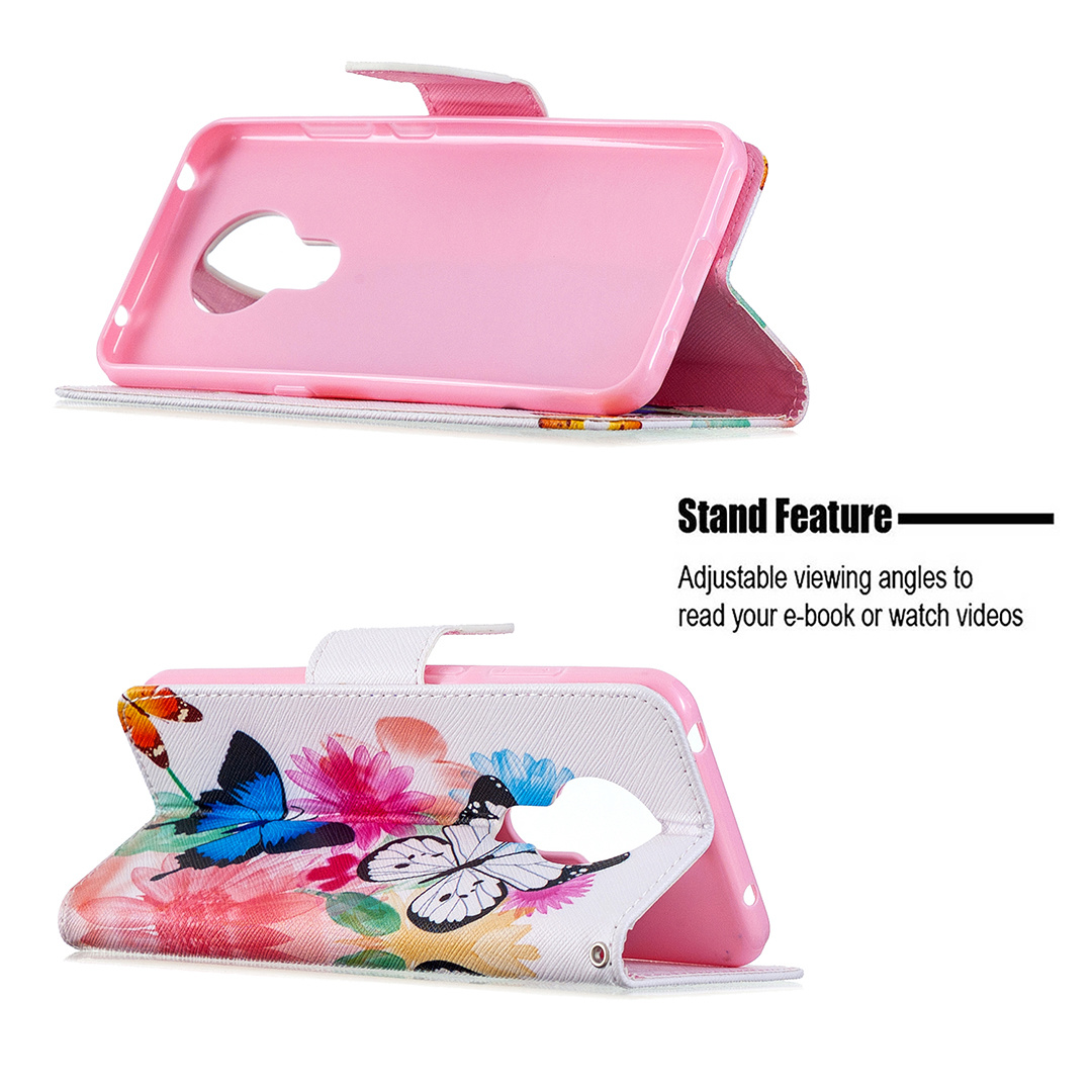 Nokia 5.3 Case, Colorful Flip PU Leather Wallet Phone Bag Cover for Nokia 5.3 - Flower Butterfly