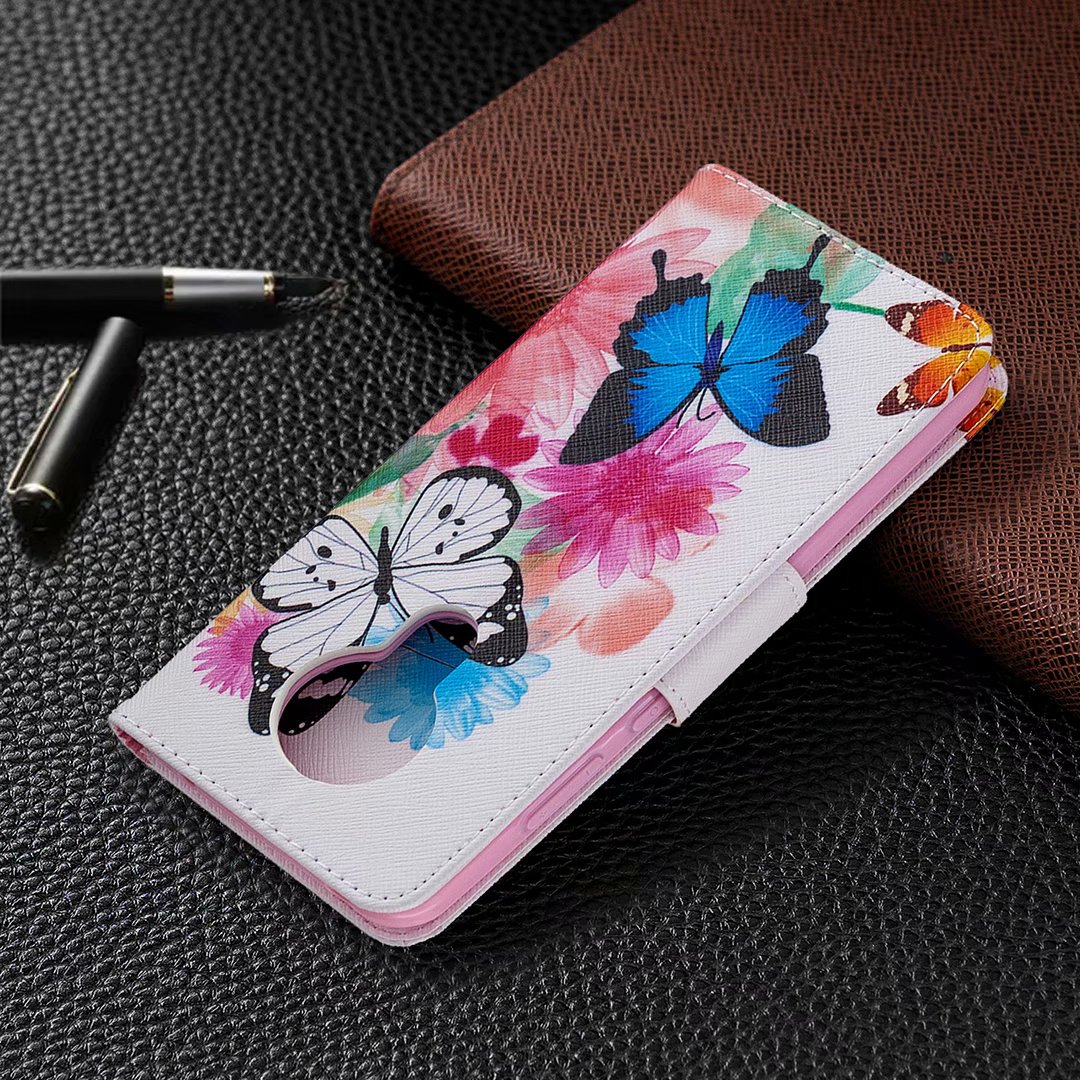 Nokia 5.3 Case, Colorful Flip PU Leather Wallet Phone Bag Cover for Nokia 5.3 - Flower Butterfly