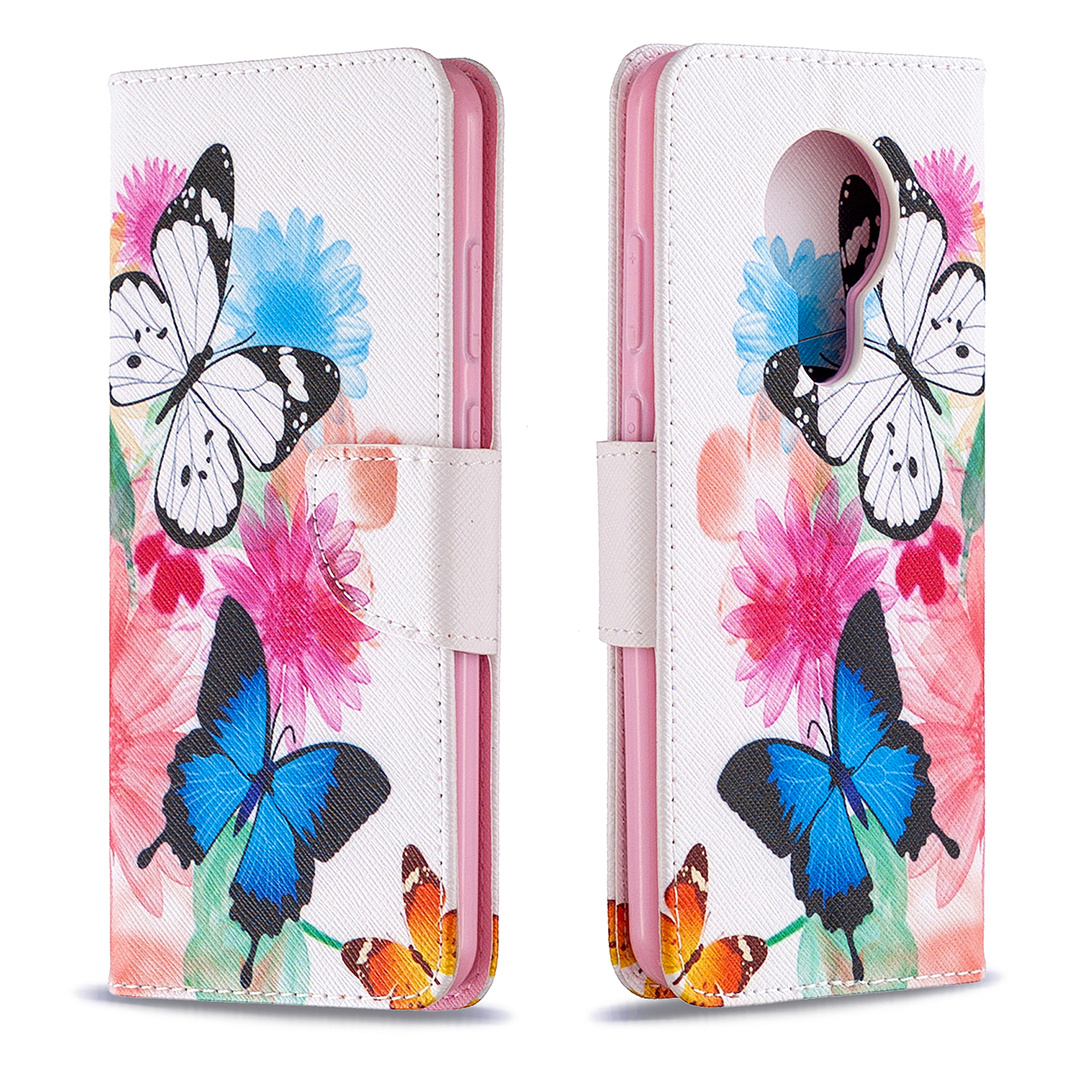 Nokia 5.3 Case, Colorful Flip PU Leather Wallet Phone Bag Cover for Nokia 5.3 - Flower Butterfly