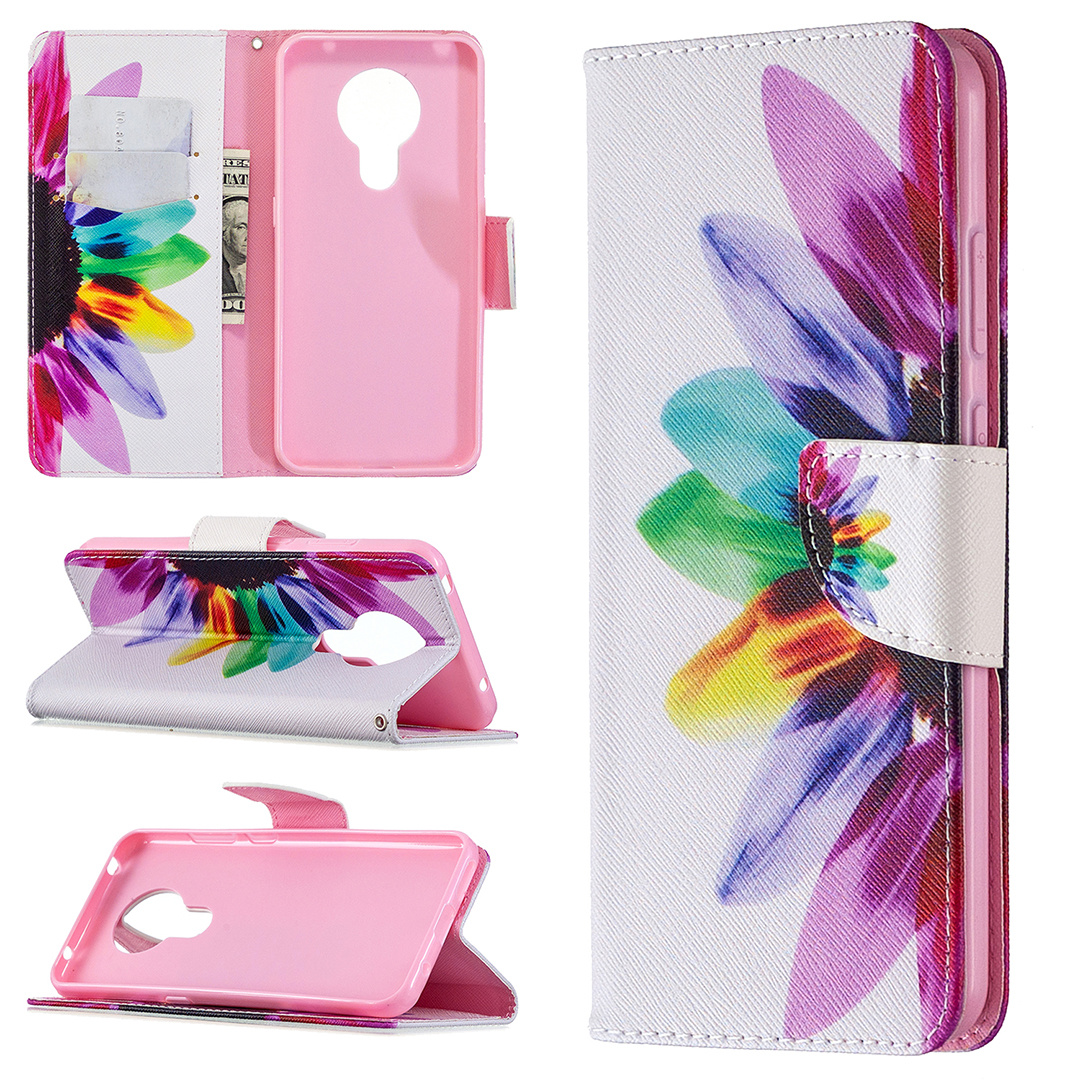 Nokia 5.3 Case, Colorful Flip PU Leather Wallet Phone Bag Cover for Nokia 5.3 - Sun Flower