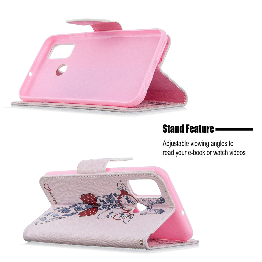 Huawei P Smart 2020 Case, Flip PU Leather Wallet Phone Bag Cover for P Smart 2020 - Giraffe