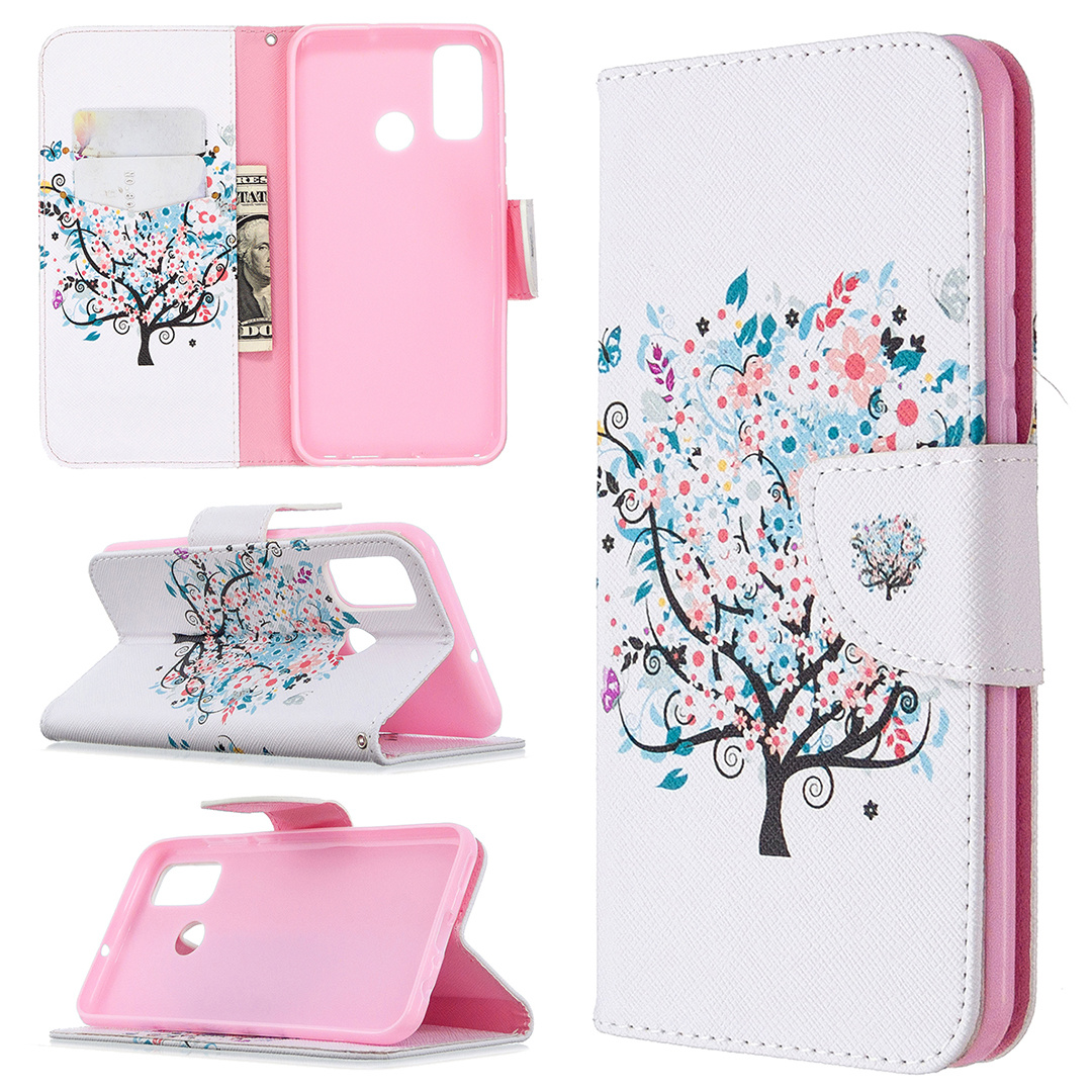 Huawei P Smart 2020 Case, Flip PU Leather Wallet Phone Bag Cover for P Smart 2020 - Color tree