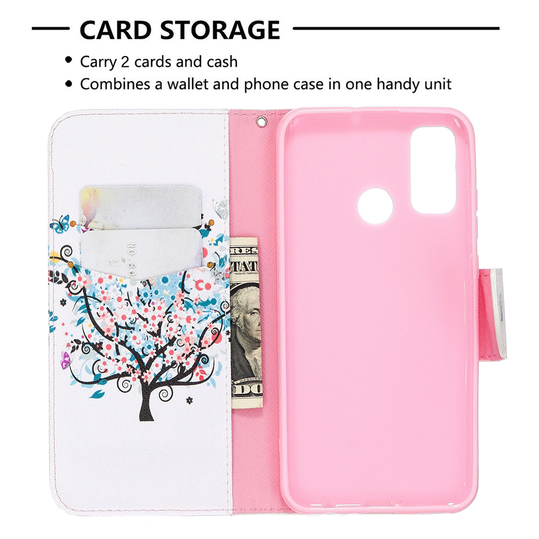 Huawei P Smart 2020 Case, Flip PU Leather Wallet Phone Bag Cover for P Smart 2020 - Color tree