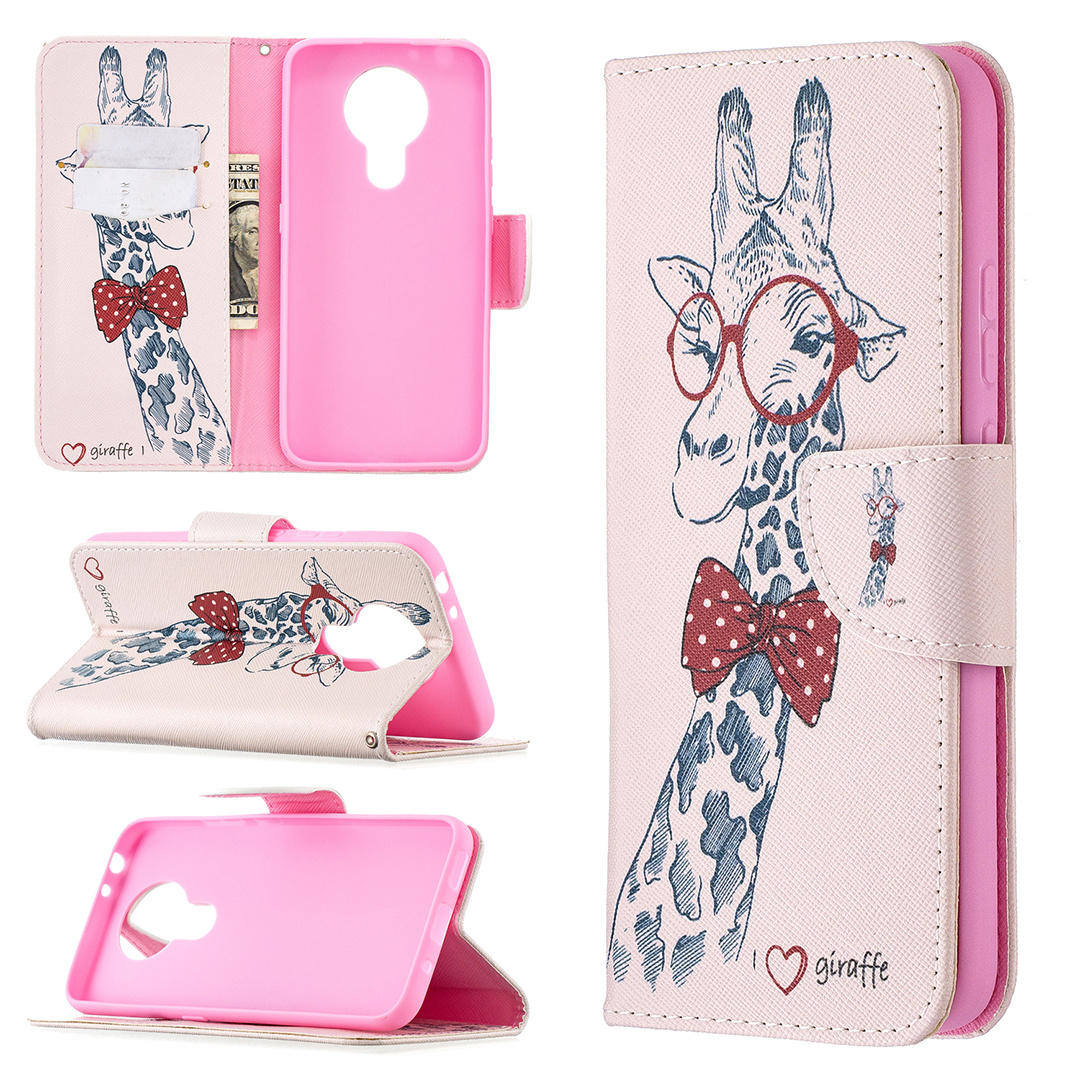 Nokia 3.4 (2020) Case, Flip PU Leather Wallet Phone Cover for Nokia 3.4 2020 - Giraffe