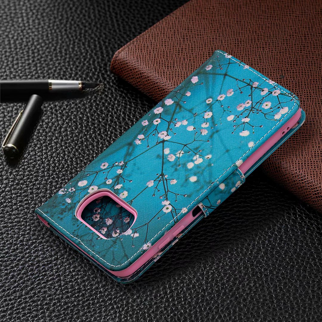 Xiaomi Poco X3 NFC Case, Flip PU Leather Wallet Phone Cover for Poco X3 NFC - Plum Flower