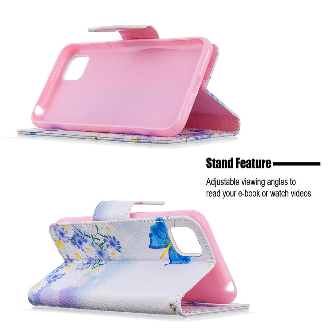 Huawei Y5P Case, Flip PU Leather Wallet Phone Cover for Honor 9S - Flower Butterfly