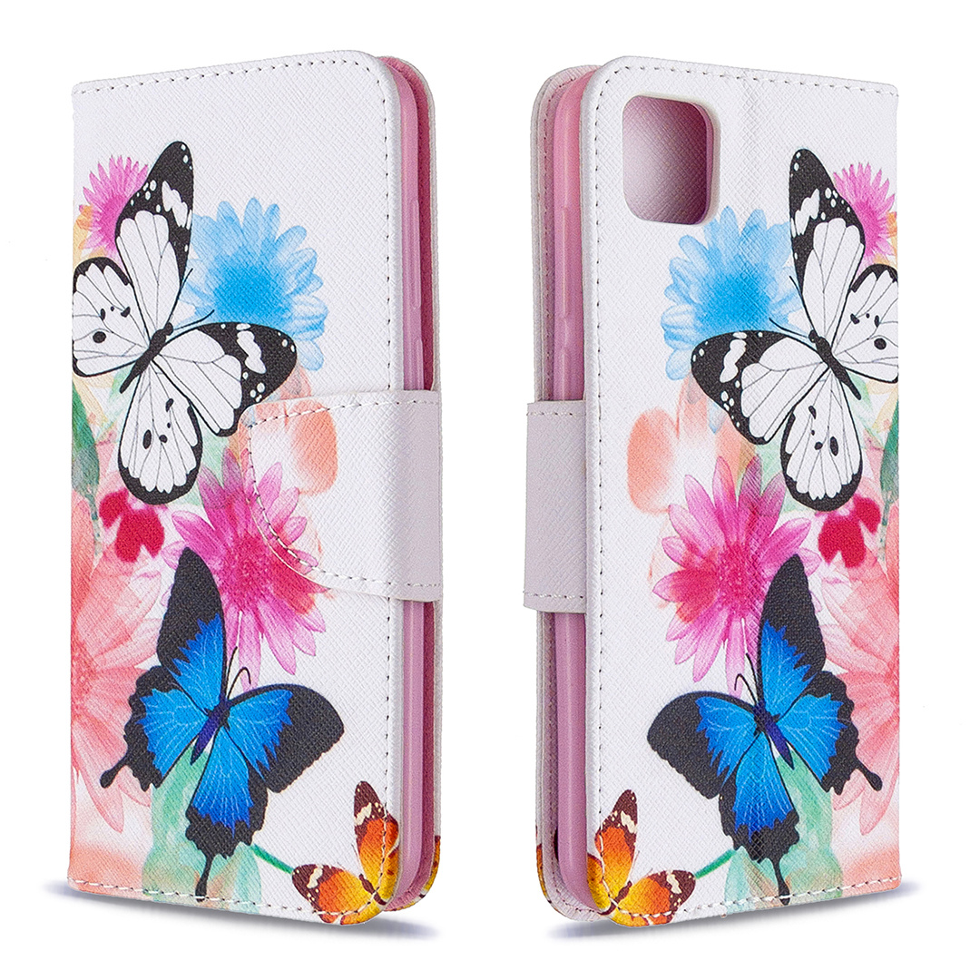 Huawei Y5P Case, Flip PU Leather Wallet Phone Cover for Honor 9S - Flower Butterfly