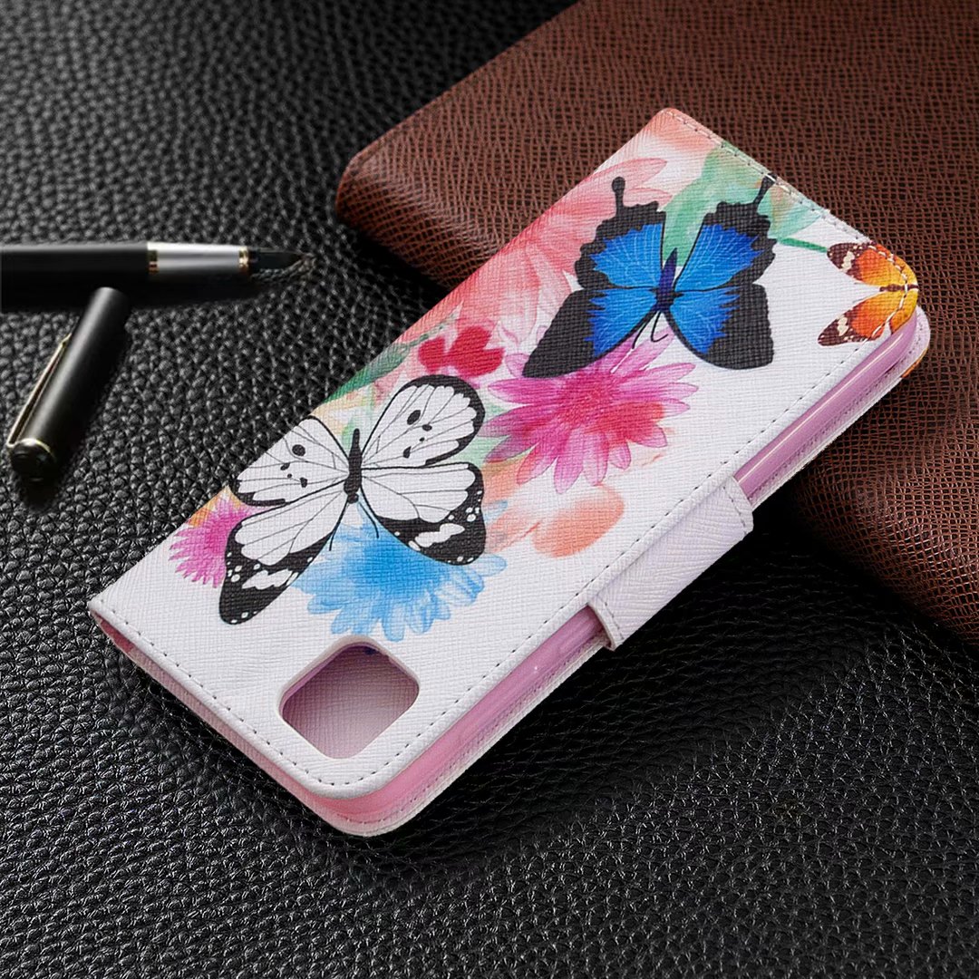 Huawei Y5P Case, Flip PU Leather Wallet Phone Cover for Honor 9S - Flower Butterfly