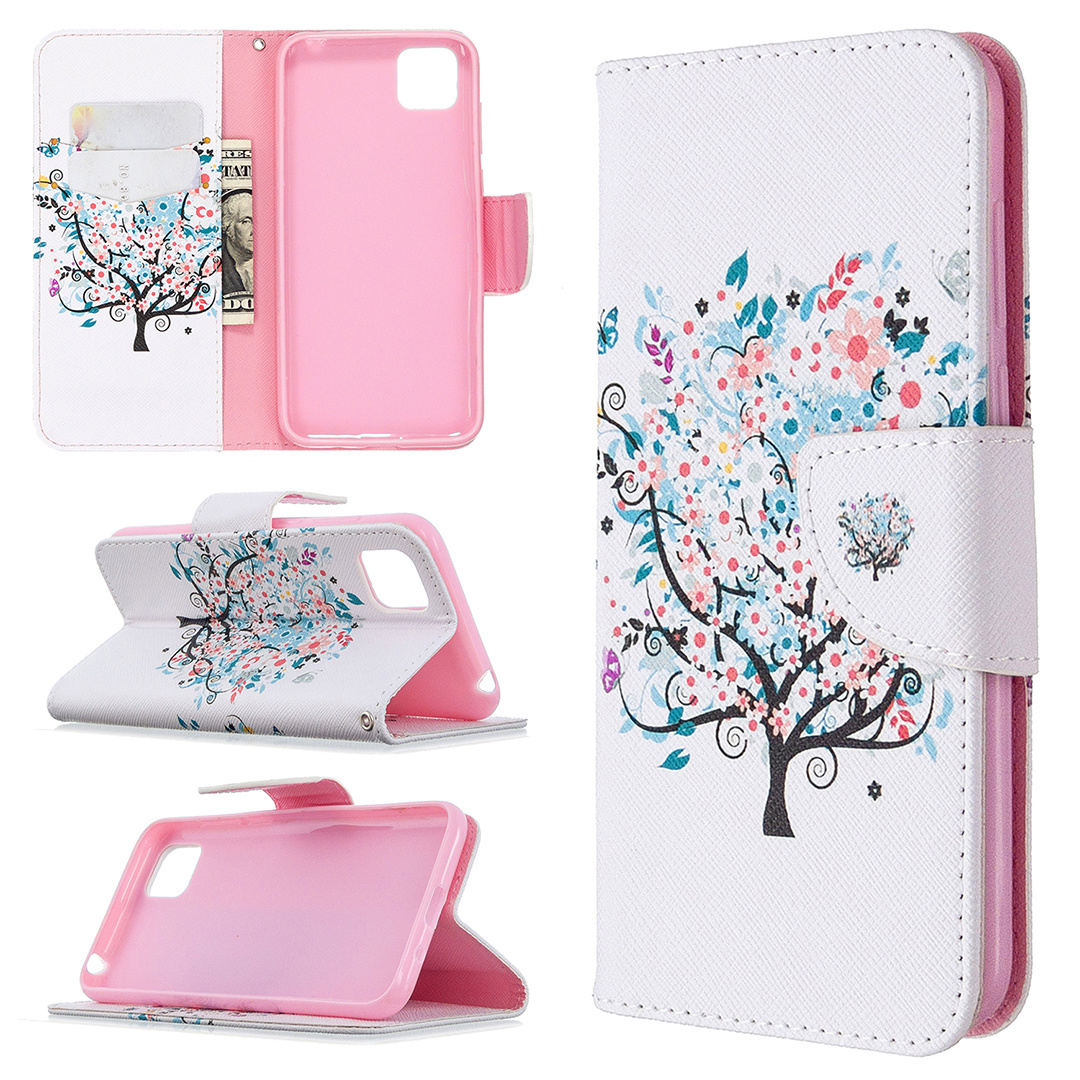 Huawei Y5P Case, Flip PU Leather Wallet Phone Cover for Honor 9S - Color tree
