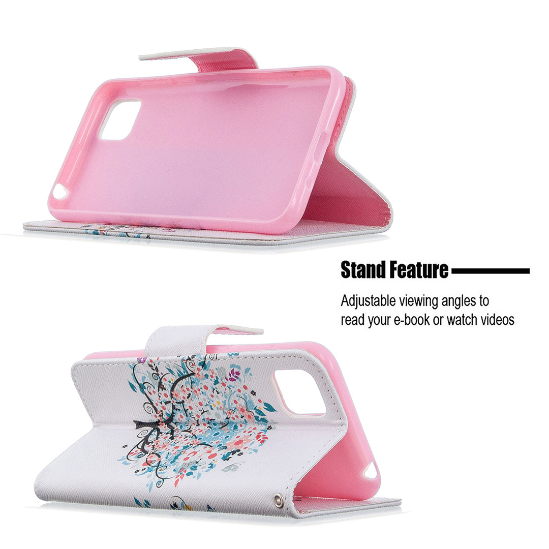 Huawei Y5P Case, Flip PU Leather Wallet Phone Cover for Honor 9S - Color tree