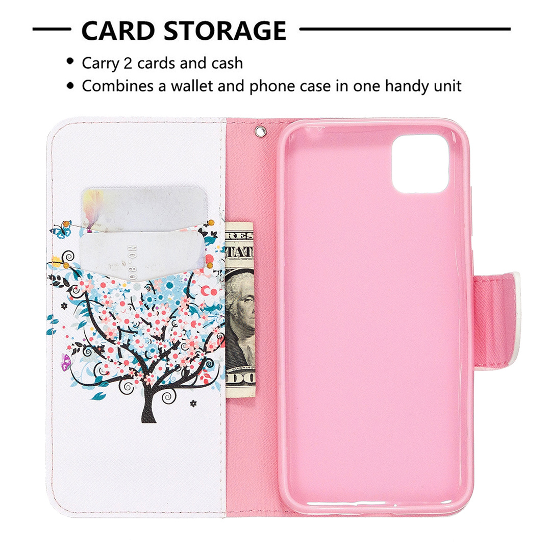 Huawei Y5P Case, Flip PU Leather Wallet Phone Cover for Honor 9S - Color tree