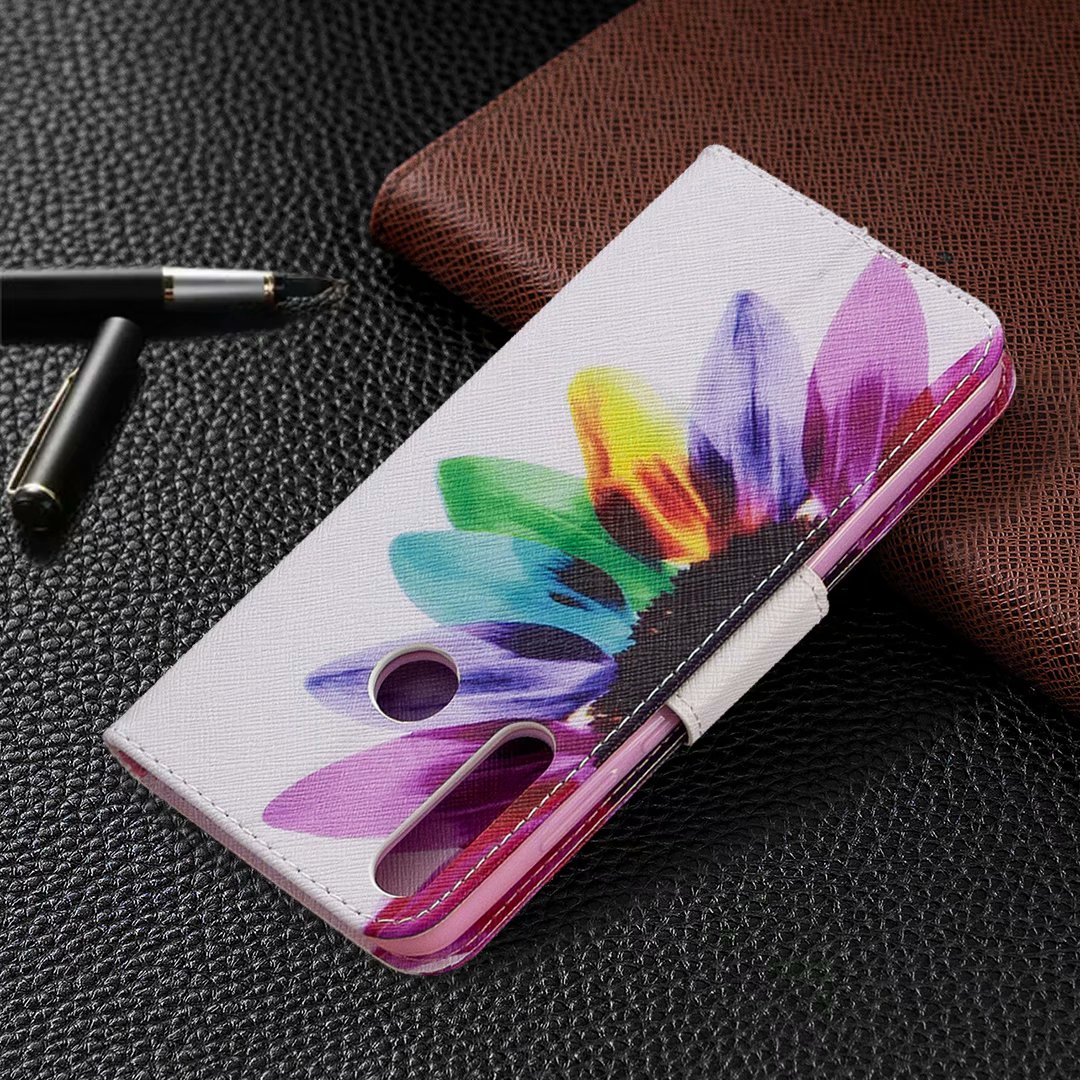 Huawei Y6P (2020) Case, Flip PU Leather Wallet Phone Cover for Huawei Y6P 2020 - Sun Flower