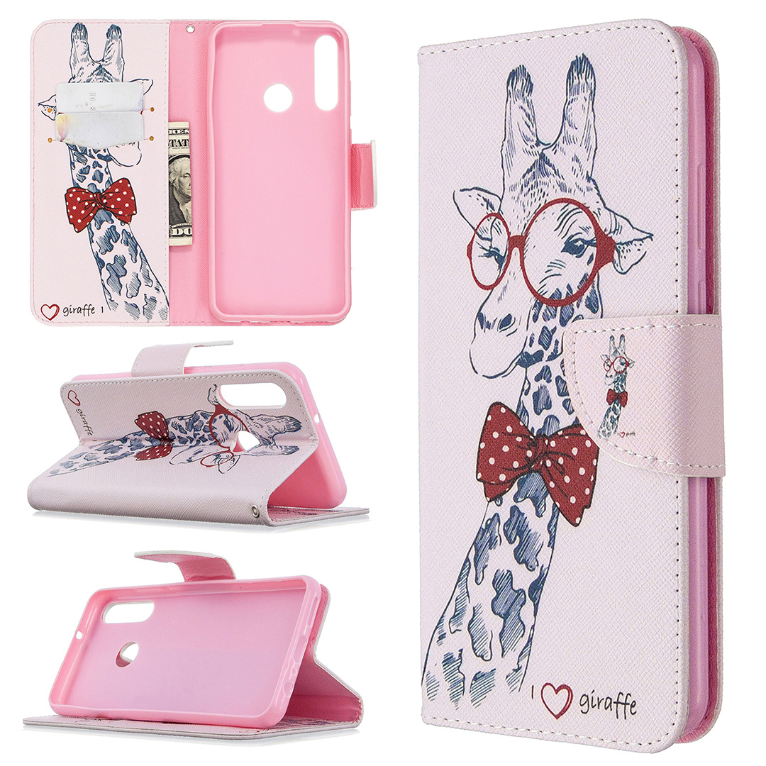 Huawei Y6P (2020) Case, Flip PU Leather Wallet Phone Cover for Huawei Y6P 2020 - Giraffe