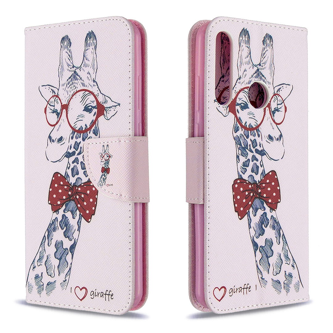 Huawei Y6P (2020) Case, Flip PU Leather Wallet Phone Cover for Huawei Y6P 2020 - Giraffe