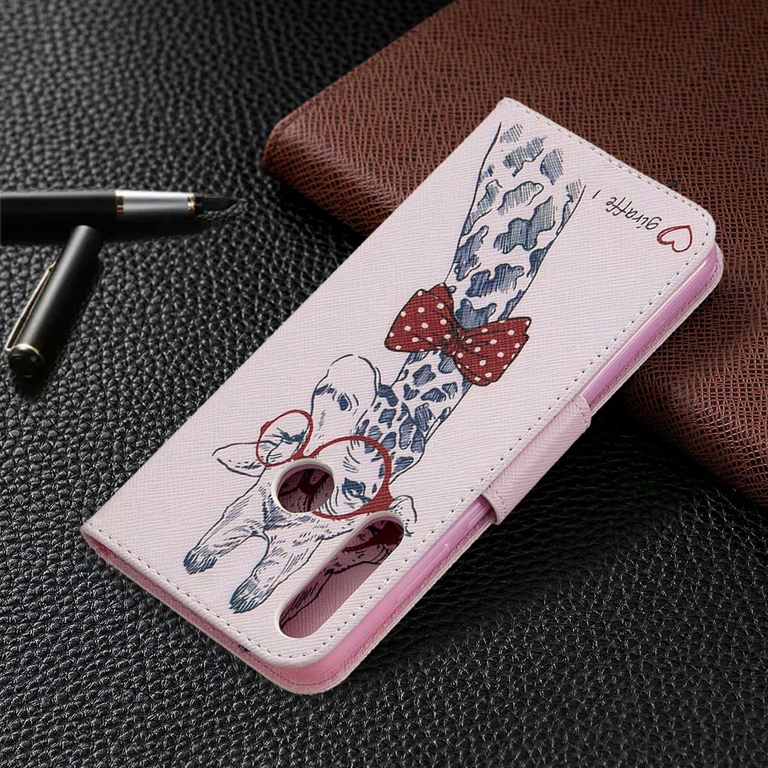Huawei Y6P (2020) Case, Flip PU Leather Wallet Phone Cover for Huawei Y6P 2020 - Giraffe