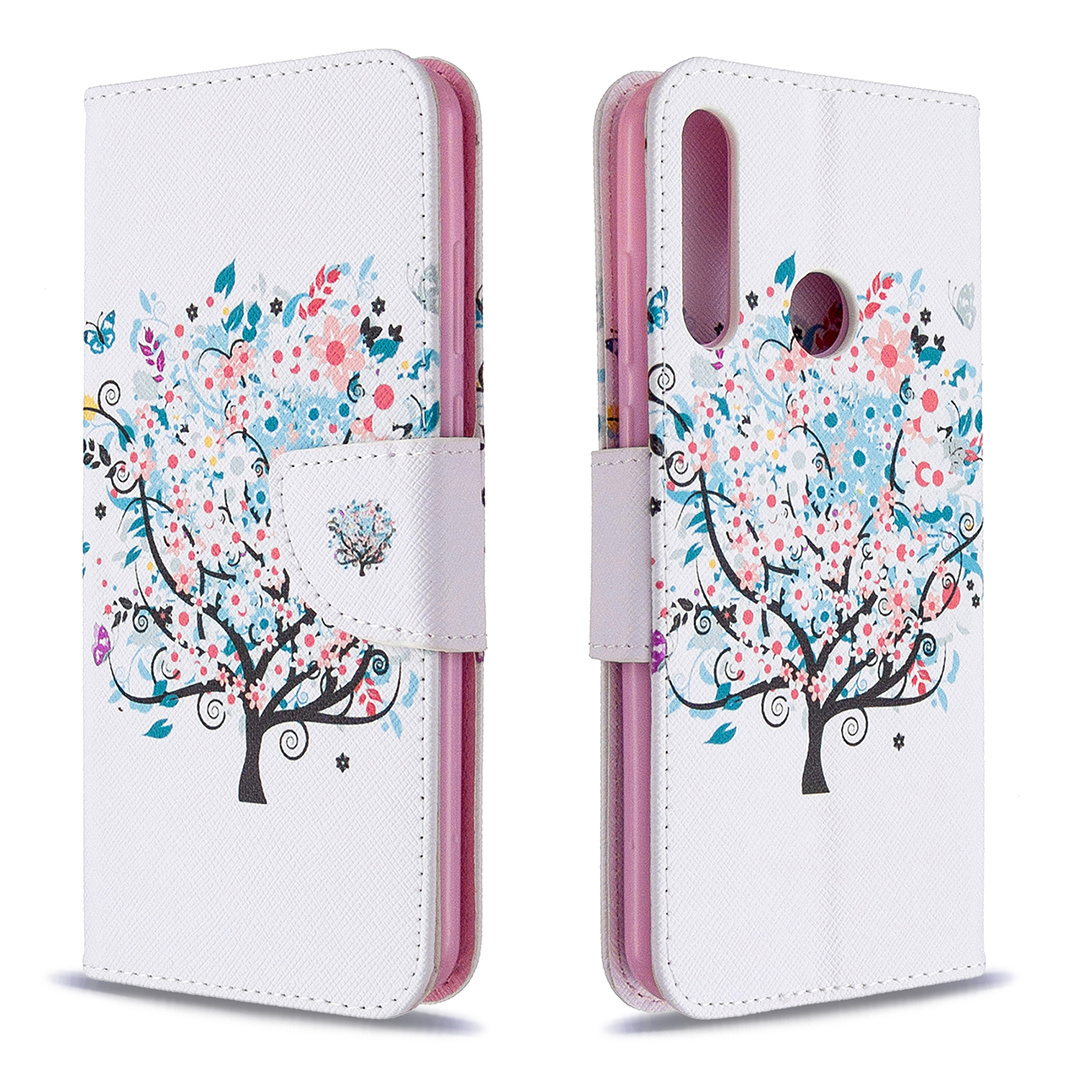 Huawei Y6P (2020) Case, Flip PU Leather Wallet Phone Cover for Huawei Y6P 2020 - Color tree