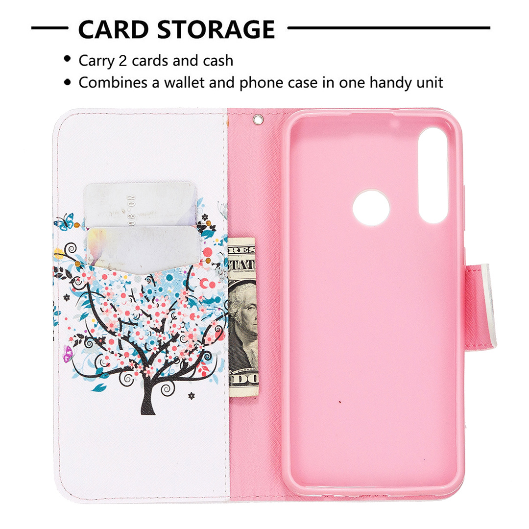 Huawei Y6P (2020) Case, Flip PU Leather Wallet Phone Cover for Huawei Y6P 2020 - Color tree