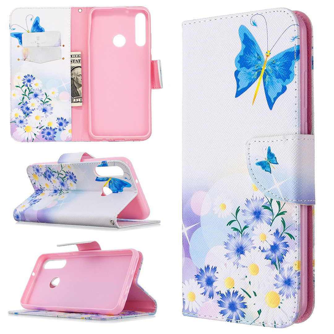 Huawei Y6P (2020) Case, Flip PU Leather Wallet Phone Cover for Huawei Y6P 2020 - Flower Butterfly