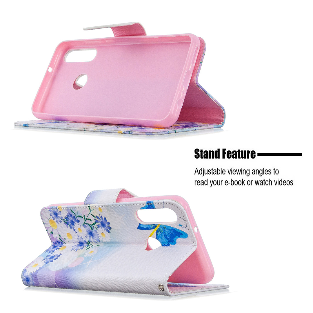 Huawei Y6P (2020) Case, Flip PU Leather Wallet Phone Cover for Huawei Y6P 2020 - Flower Butterfly