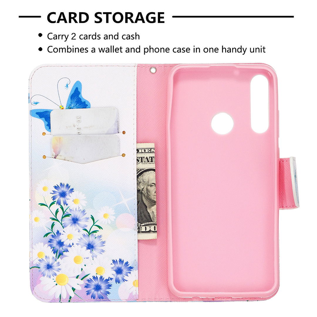 Huawei Y6P (2020) Case, Flip PU Leather Wallet Phone Cover for Huawei Y6P 2020 - Flower Butterfly