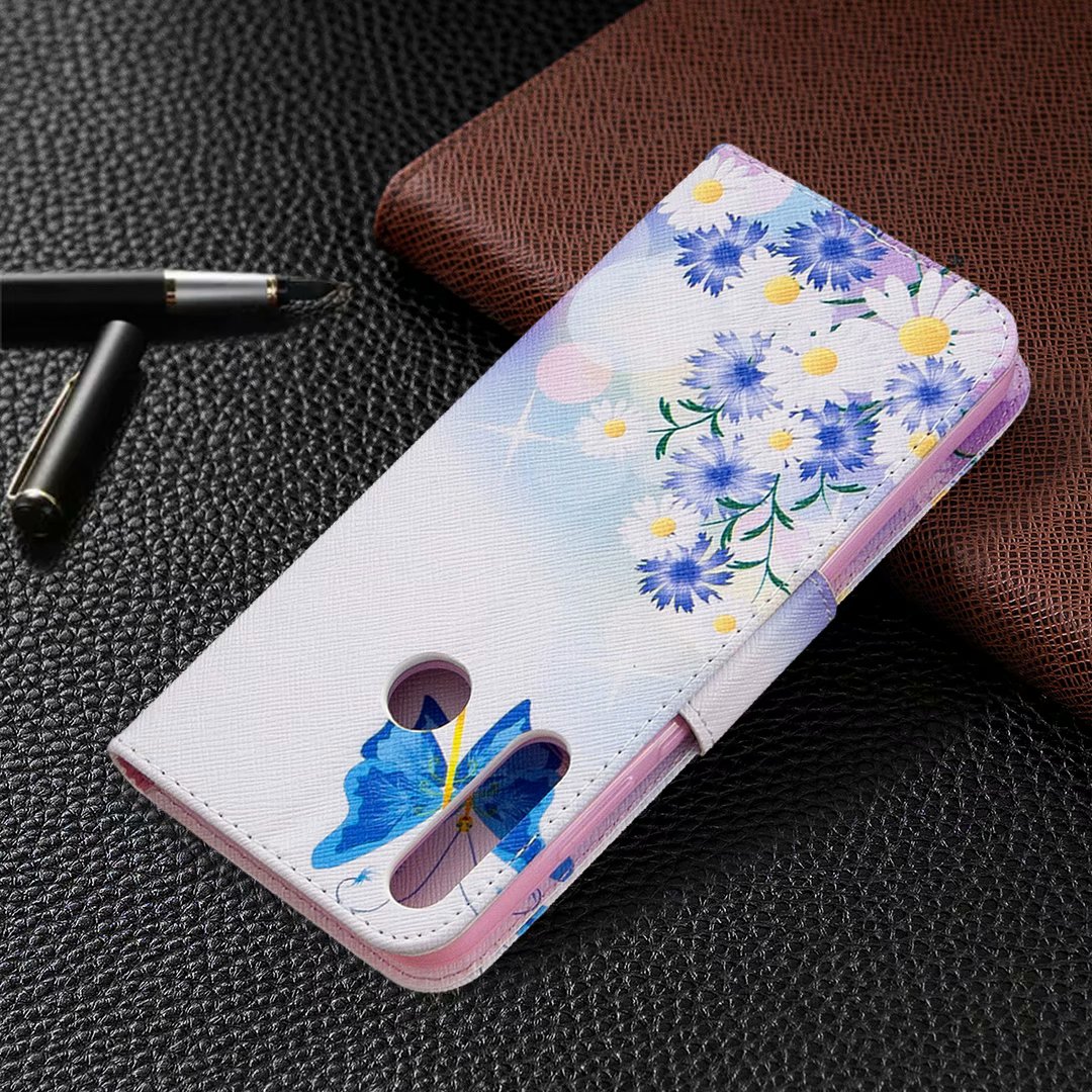 Huawei Y6P (2020) Case, Flip PU Leather Wallet Phone Cover for Huawei Y6P 2020 - Flower Butterfly