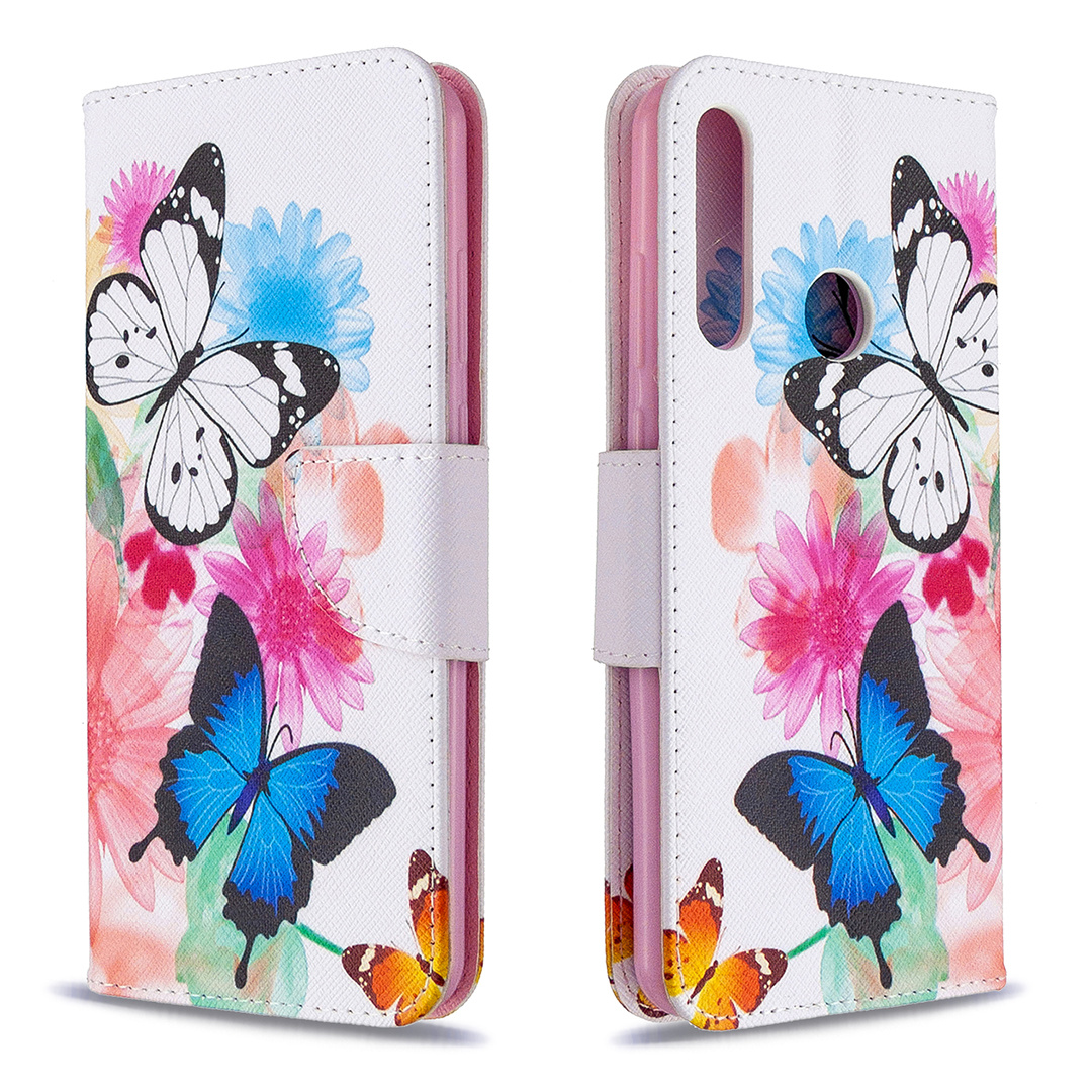 Huawei Y6P (2020) Case, Flip PU Leather Wallet Phone Cover for Huawei Y6P 2020 - Flower Butterfly