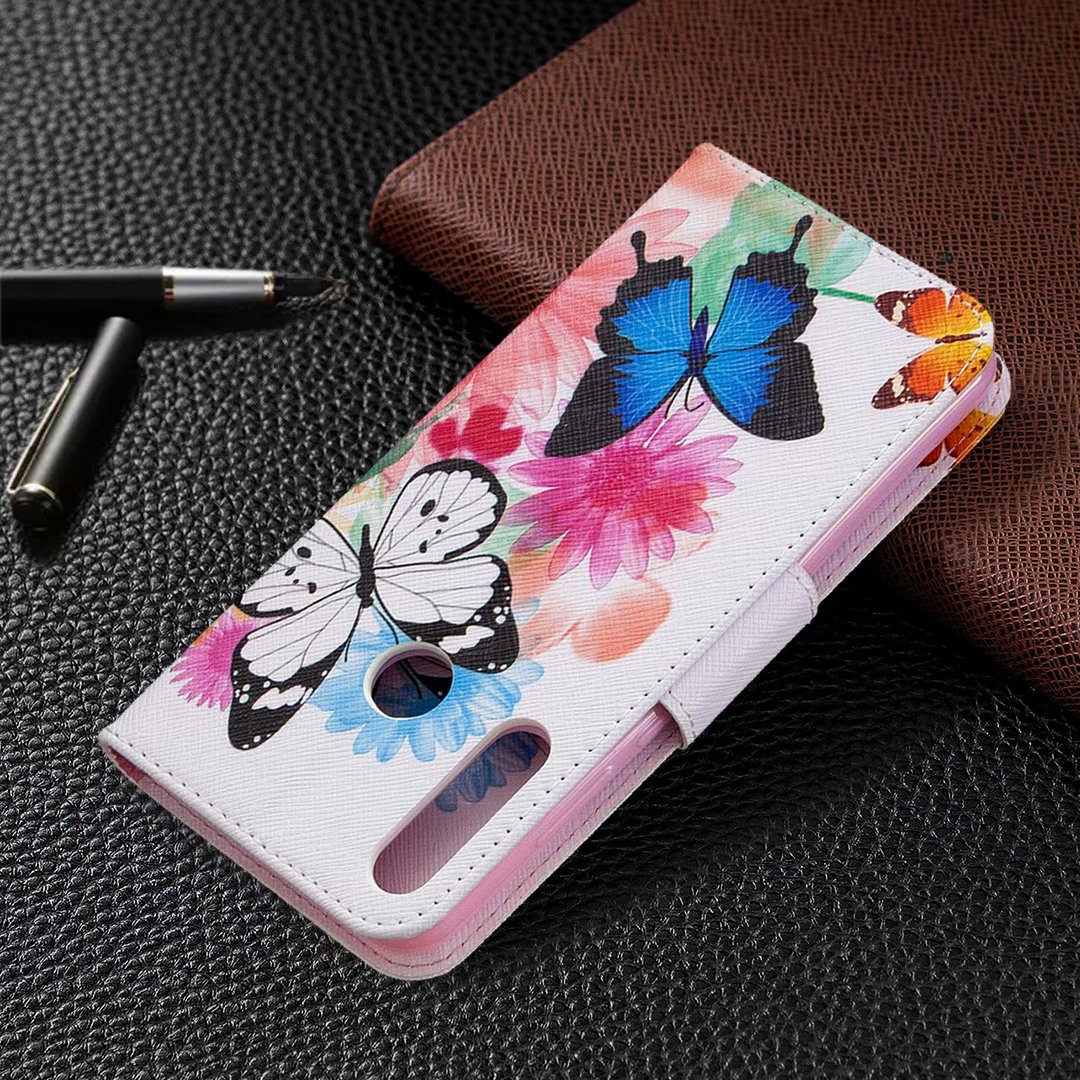 Huawei Y6P (2020) Case, Flip PU Leather Wallet Phone Cover for Huawei Y6P 2020 - Flower Butterfly