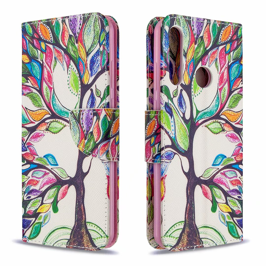 Huawei Y6P (2020) Case, Flip PU Leather Wallet Phone Cover for Huawei Y6P 2020 - Painting tree