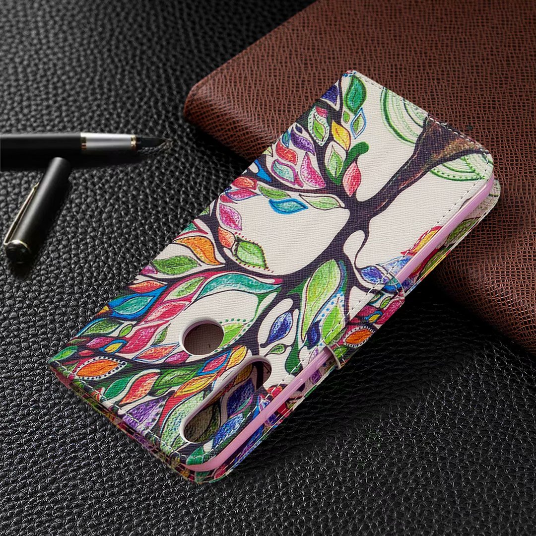 Huawei Y6P (2020) Case, Flip PU Leather Wallet Phone Cover for Huawei Y6P 2020 - Painting tree