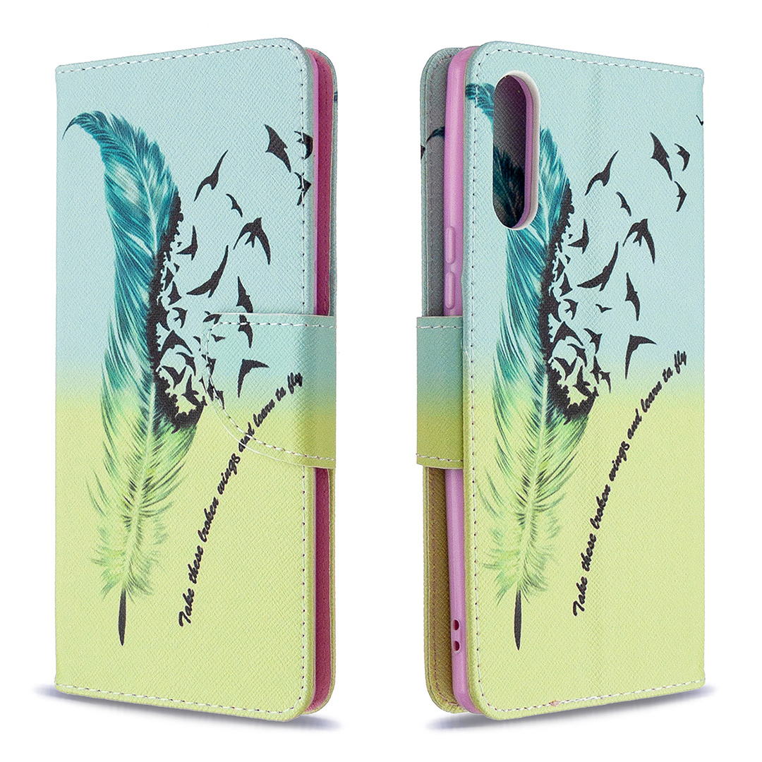 Sony Xperia L4 Case, Flip PU Leather Wallet Phone Bag Cover for Sony Xperia L4 - Free feather